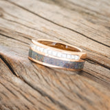 "MEMPHIS" - DIAMONDS & BLACK FIRE OPAL WEDDING BAND FEATURING A WHISKEY BARREL LINED 14K GOLD BAND-5