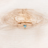 "MERA" - TRIANGLE TURQUOISE ENGAGEMENT RING WITH A DIAMOND V-SHAPED STACKER - 14K ROSE GOLD - 7 1/4-9