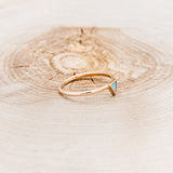 "MERA" - TRIANGLE TURQUOISE ENGAGEMENT RING WITH A DIAMOND V-SHAPED STACKER - 14K ROSE GOLD - 7 1/4-12