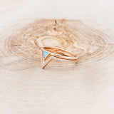 "MERA" - TRIANGLE TURQUOISE ENGAGEMENT RING WITH A DIAMOND V-SHAPED STACKER - 14K ROSE GOLD - 7 1/4-6