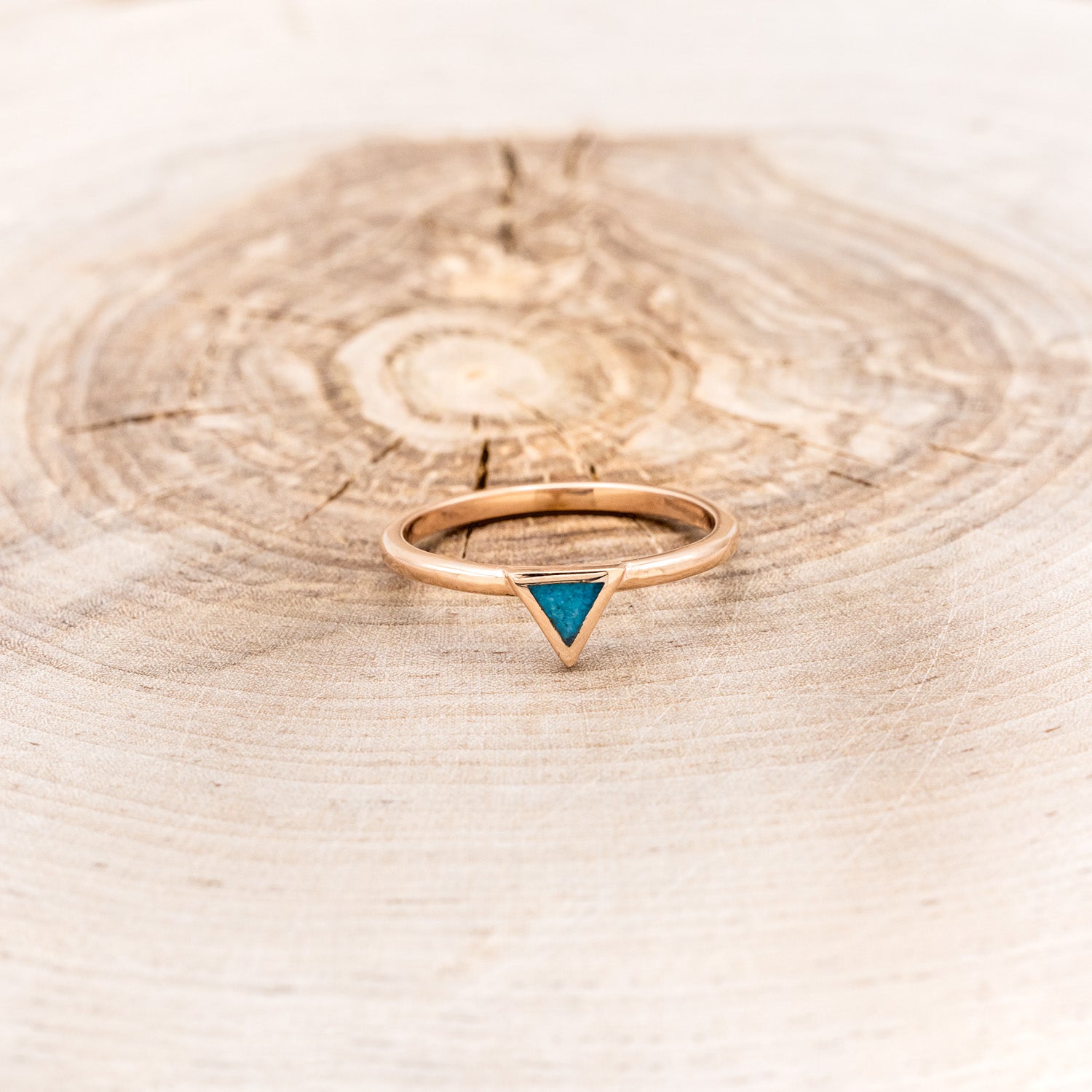 "MERA" - TRIANGLE TURQUOISE ENGAGEMENT RING WITH A DIAMOND V-SHAPED STACKER-10
