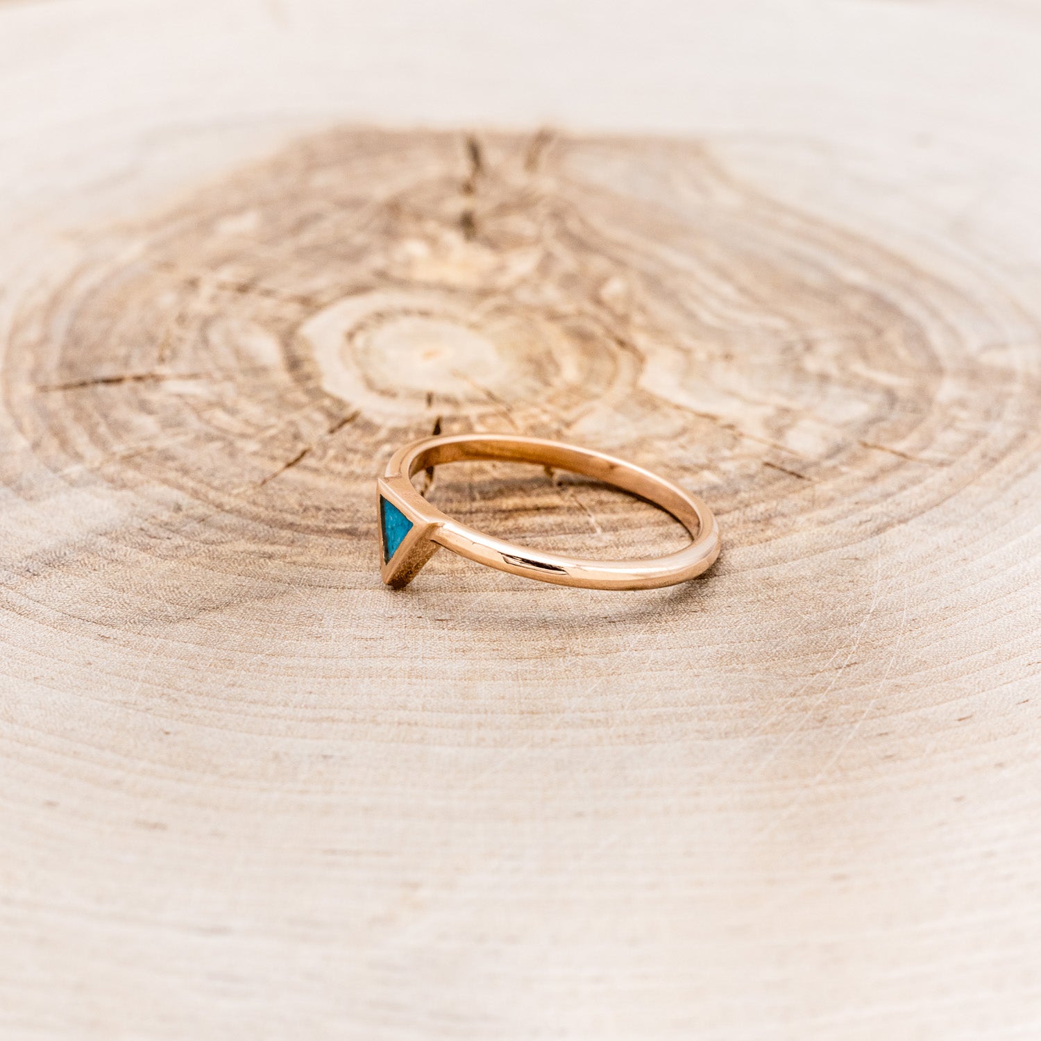 "MERA" - TRIANGLE TURQUOISE ENGAGEMENT RING WITH A DIAMOND V-SHAPED STACKER-9