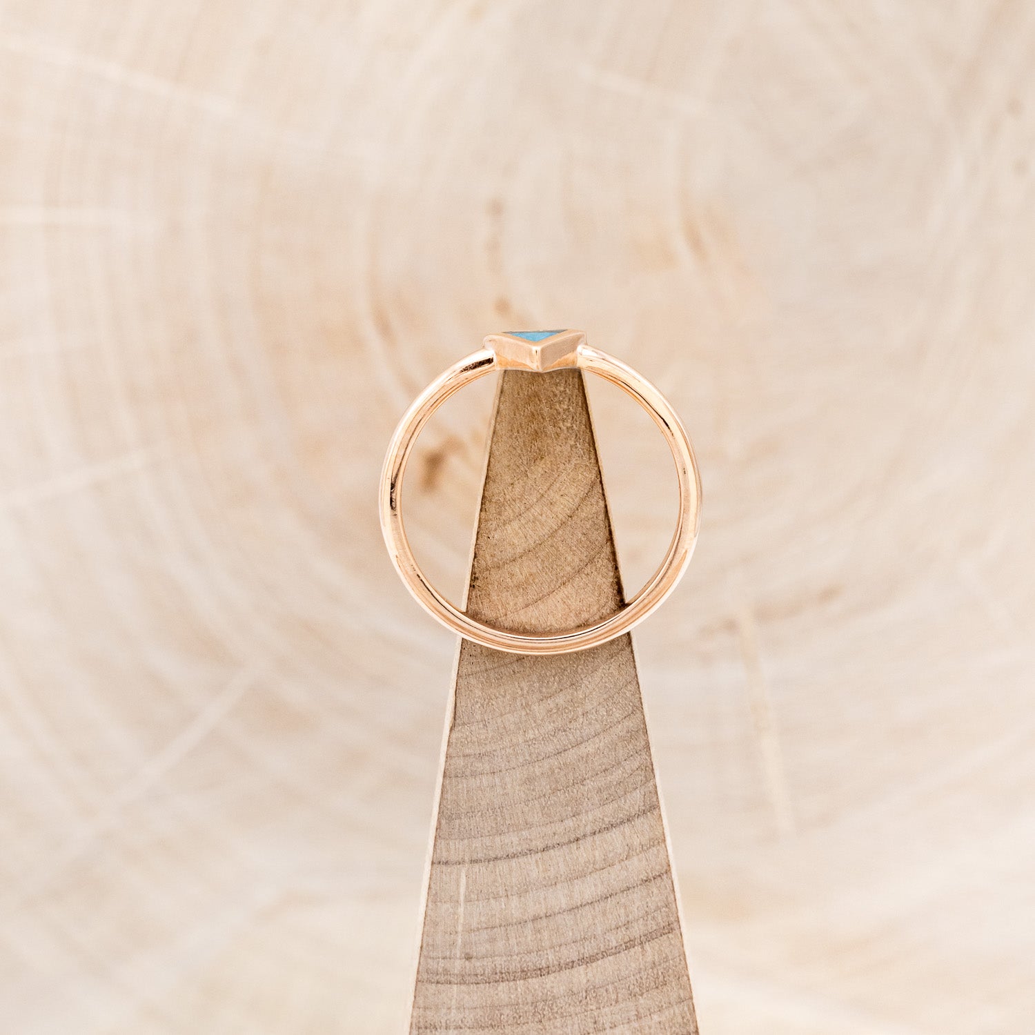 "MERA" - TRIANGLE TURQUOISE ENGAGEMENT RING WITH A DIAMOND V-SHAPED STACKER-12