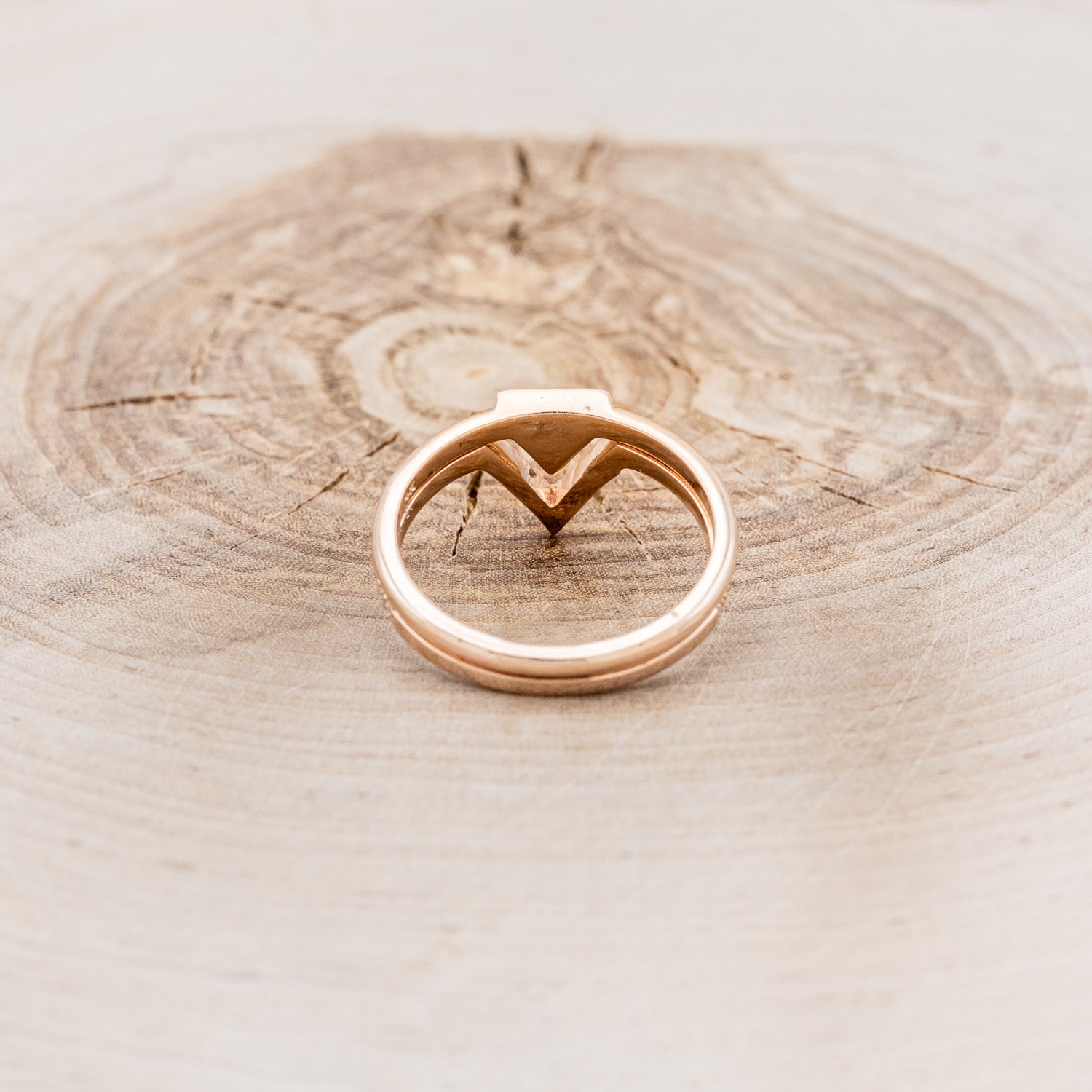 "MERA" - TRIANGLE TURQUOISE ENGAGEMENT RING WITH A DIAMOND V-SHAPED STACKER-6