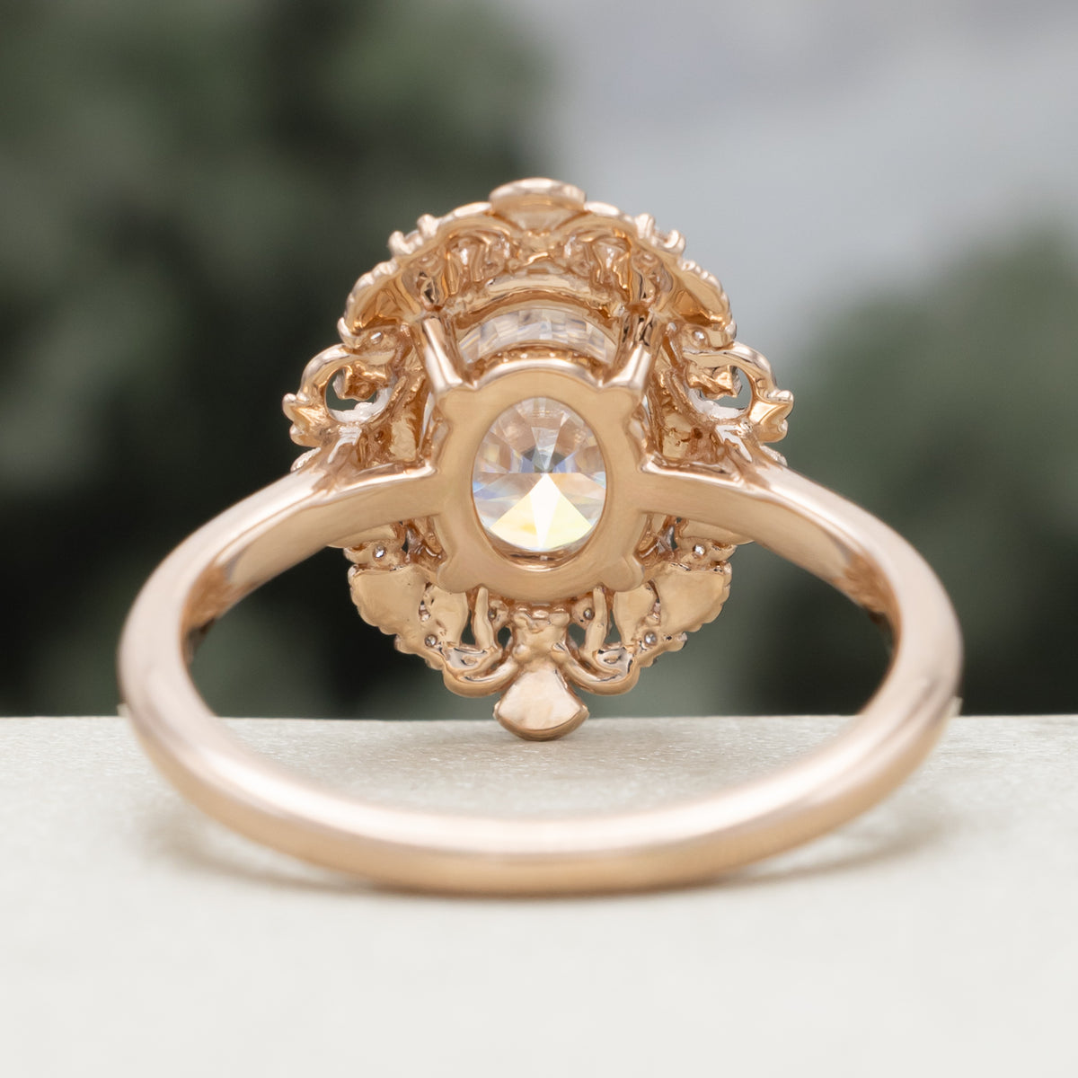 "Merrow" - Moissanite Engagement Ring With Pearl Accents And Diamond Tracer-Staghead Designs
