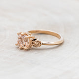 "EVIE" - CUSHION CUT MORGANITE ENGAGEMENT RING SET WITH FLOWER ACCENTS-Staghead Designs