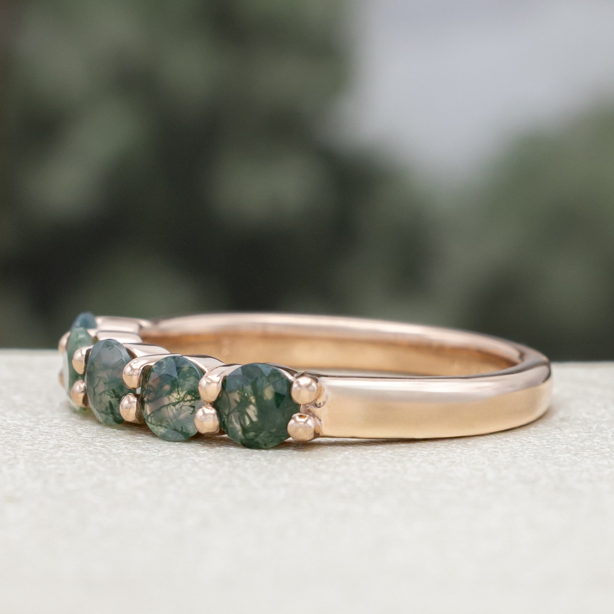 14K GOLD MOSS AGATE STACKING BAND-Staghead Designs