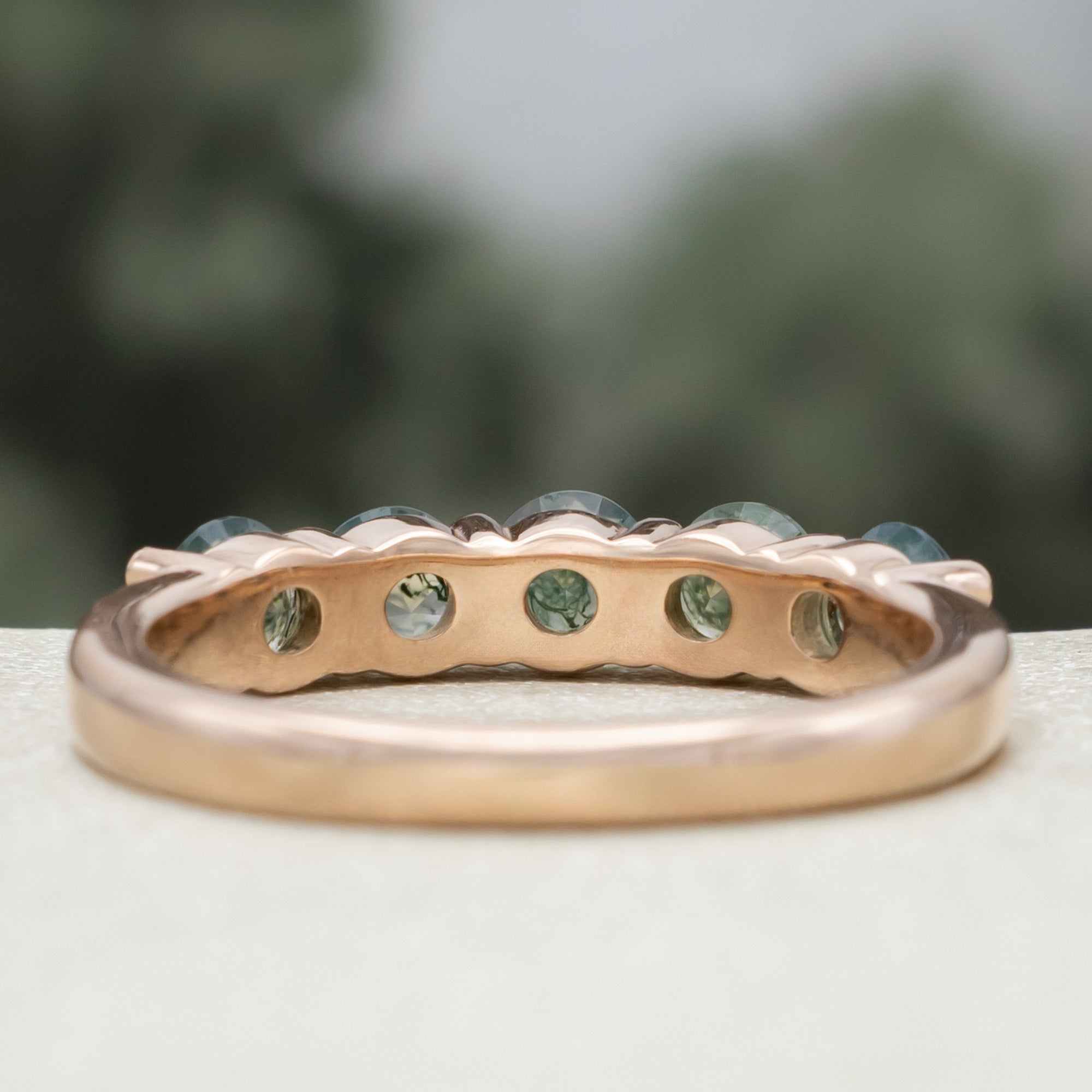 14K GOLD MOSS AGATE STACKING BAND-Staghead Designs