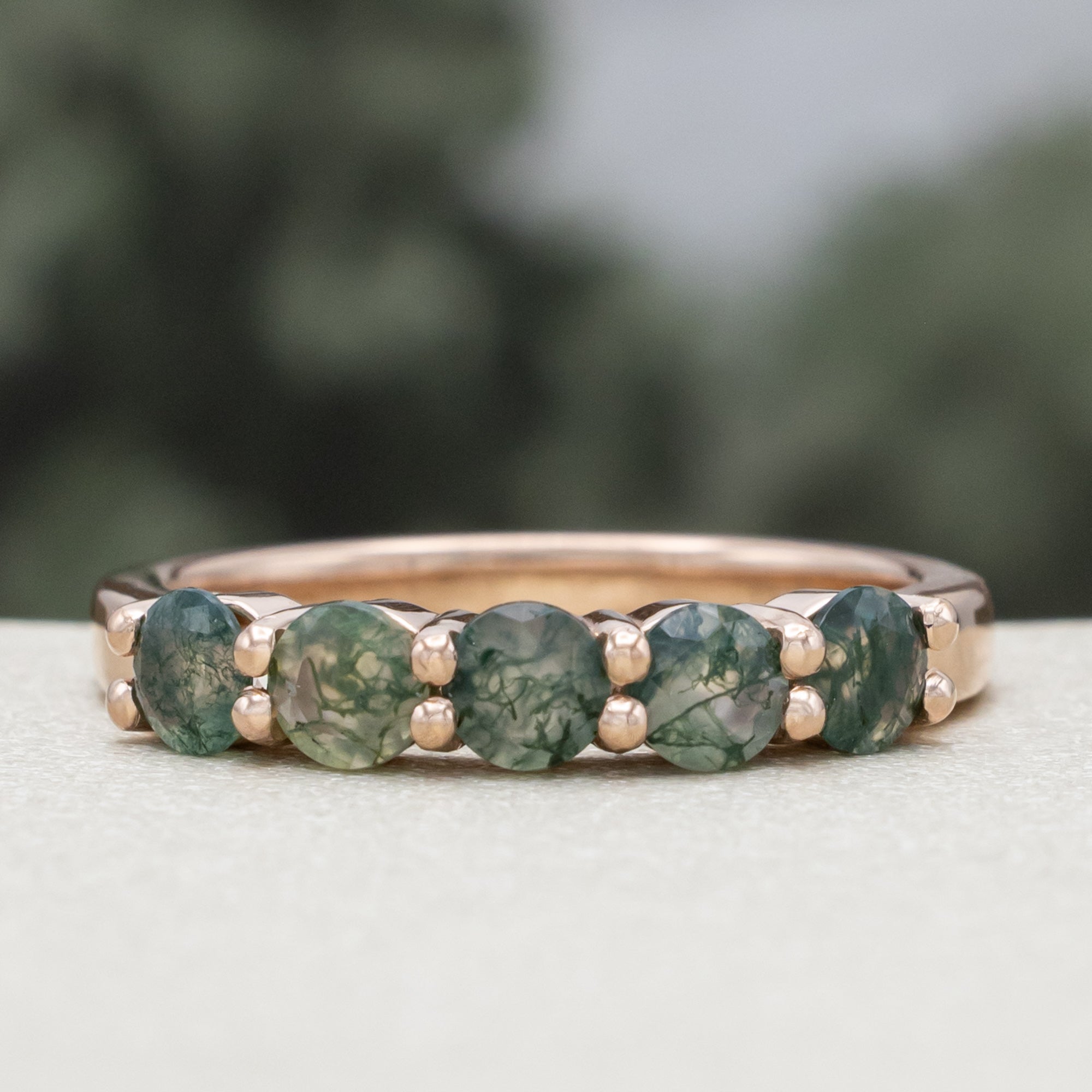 14K GOLD MOSS AGATE STACKING BAND-Staghead Designs