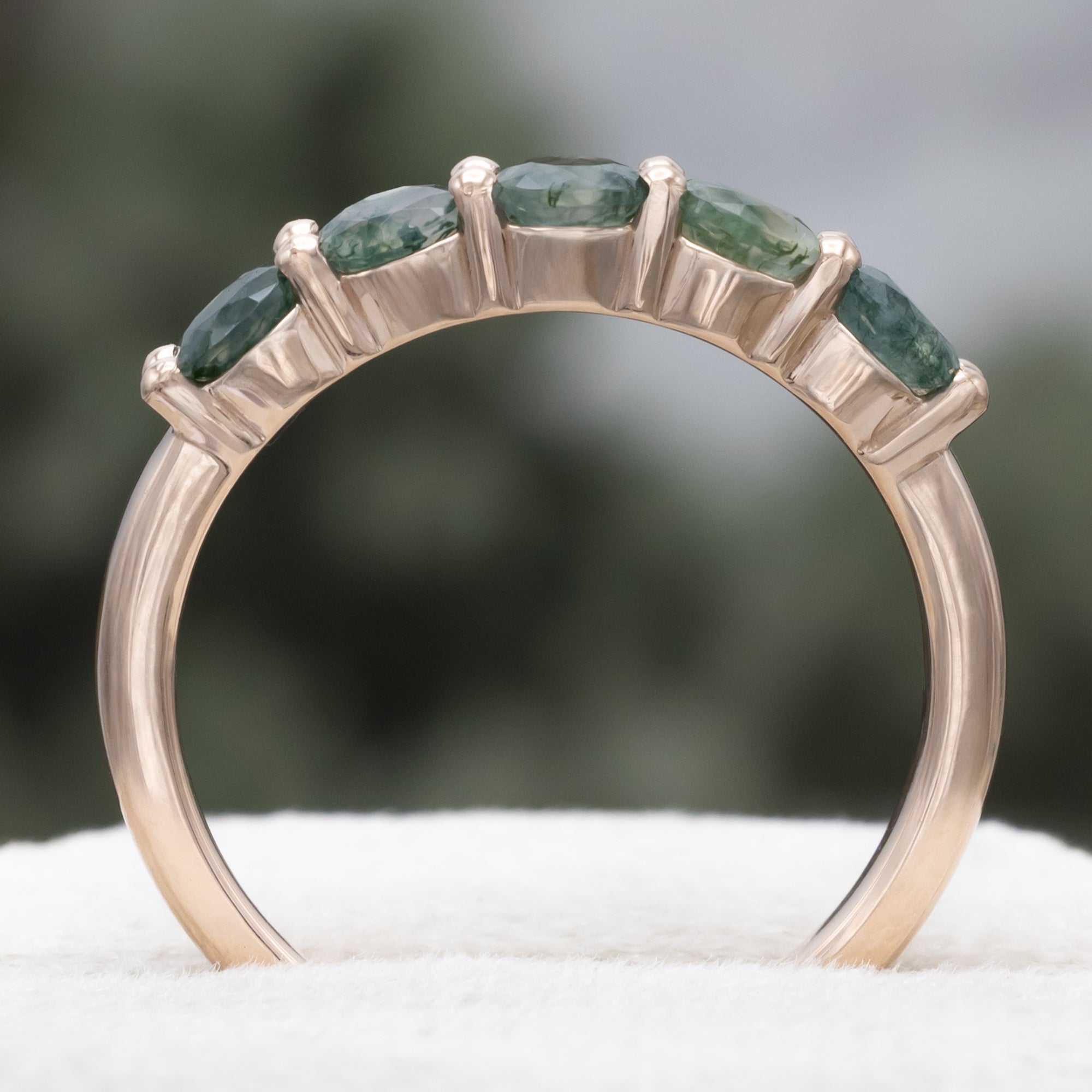 14K GOLD MOSS AGATE STACKING BAND-Staghead Designs