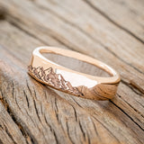 MOUNTAIN ENGRAVED WEDDING BAND WITH LINING-Staghead Designs