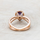 "NALA" - PEAR-SHAPED LAB-GROWN ALEXANDRITE ENGAGEMENT RING WITH DIAMOND HALO & ACCENTS-Staghead Designs