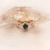 "NALA" - PEAR-SHAPED MOSS AGATE ENGAGEMENT RING WITH DIAMOND HALO & ACCENTS-4