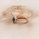 "NALA" - PEAR-SHAPED MOSS AGATE ENGAGEMENT RING WITH DIAMOND HALO & ACCENTS-3