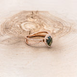 "NALA" - PEAR-SHAPED MOSS AGATE ENGAGEMENT RING WITH DIAMOND HALO & ACCENTS-2