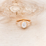 "JANE" - OVAL CUT MOISSANITE ENGAGEMENT RING WITH DIAMOND ACCENTS & TRACER