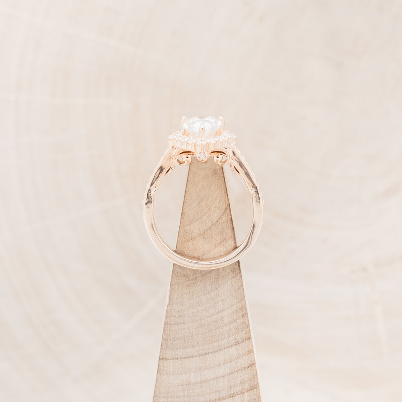 "OPHELIA" - PEAR CUT MOISSANITE ENGAGEMENT RING WITH DIAMOND HALO & ACCENTS-6