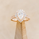 "OPHELIA" - PEAR CUT MOISSANITE ENGAGEMENT RING WITH DIAMOND HALO & ACCENTS-1