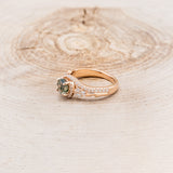 "SCARLET" REVIVAL - ROUND MOSS AGATE ENGAGEMENT RING WITH WAVES & DIAMOND ACCENTS-3