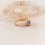 "SCARLET" REVIVAL - ROUND MOSS AGATE ENGAGEMENT RING WITH WAVES & DIAMOND ACCENTS-2