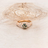 "SCARLET" REVIVAL - ROUND MOSS AGATE ENGAGEMENT RING WITH WAVES & DIAMOND ACCENTS-4