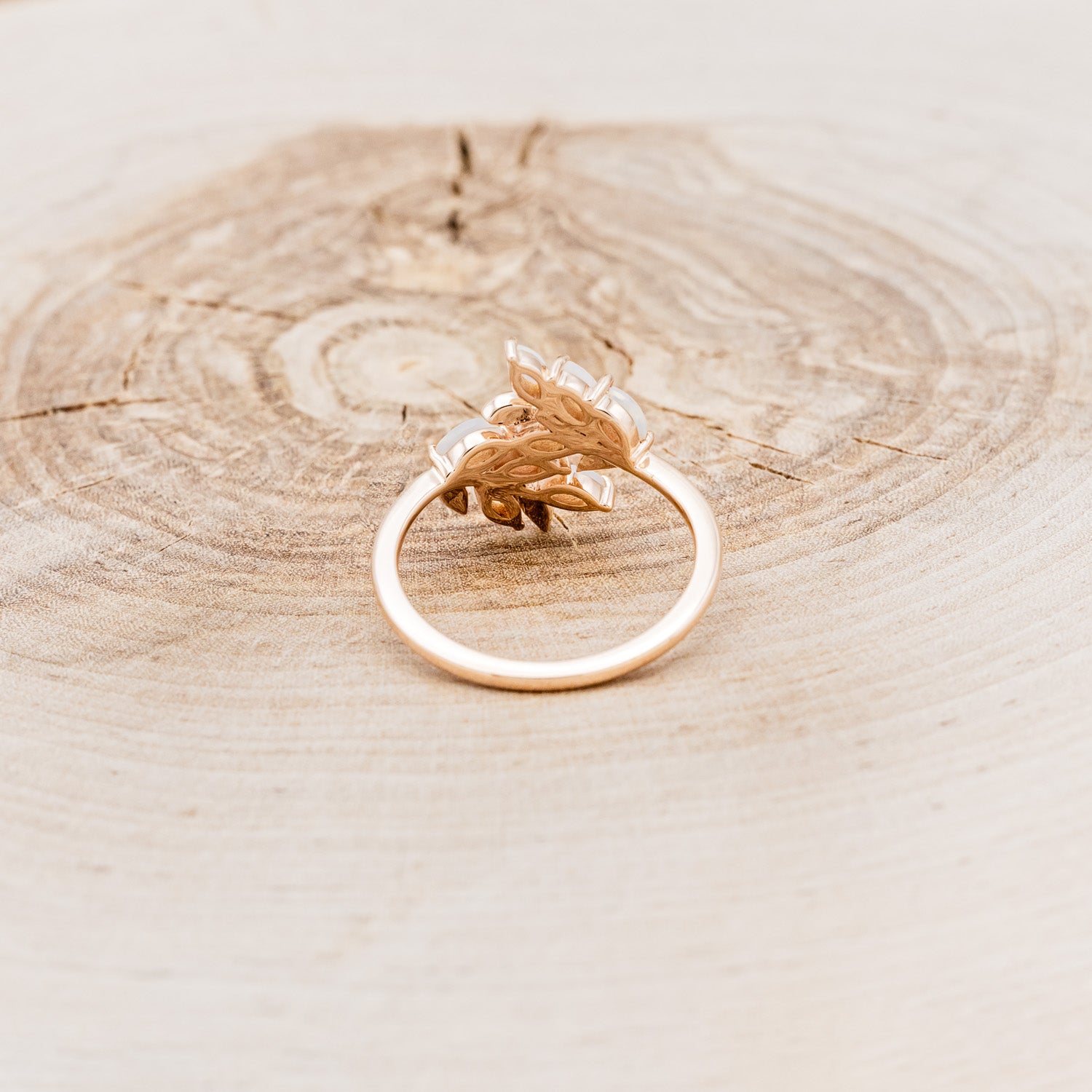 "DOVE" - VINE STYLE RING WITH MARQUISE OPAL ACCENTS-5