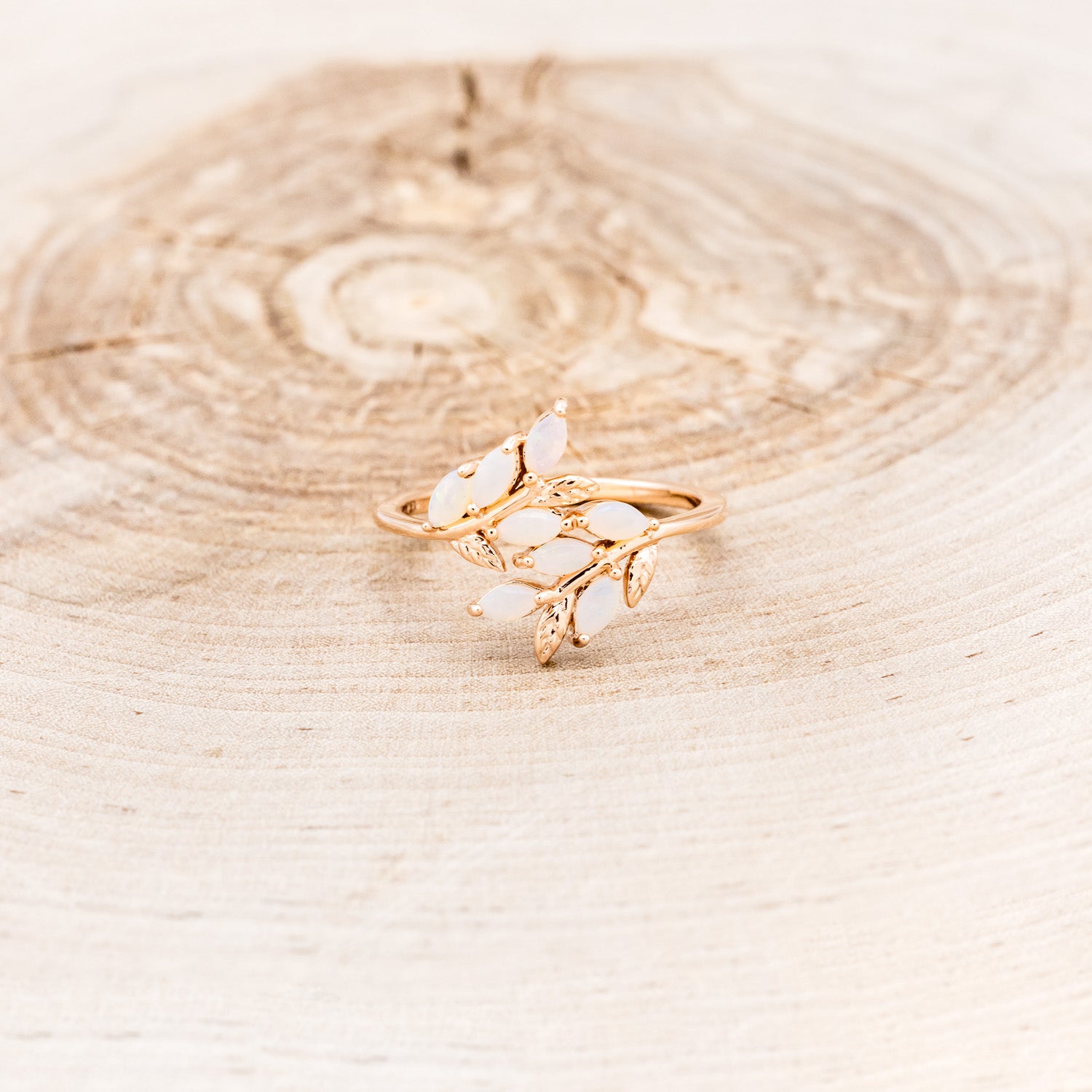 "DOVE" - VINE STYLE RING WITH MARQUISE OPAL ACCENTS-4