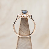 "NORTH STAR" - OVAL SALT & PEPPER DIAMOND ENGAGEMENT RING WITH DIAMOND HALO & ACCENTS-Staghead Designs