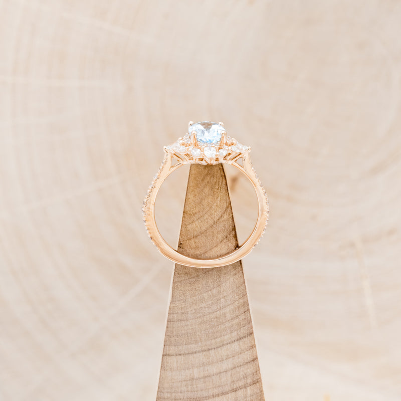 "NORTH STAR" - OVAL SKY BLUE TOPAZ ENGAGEMENT RING WITH DIAMOND HALO & ACCENTS-6