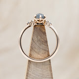 "OCTAVIA" - ELONGATED HEXAGON ROSECUT SALT & PEPPER DIAMOND ENGAGEMENT RING & TRACER