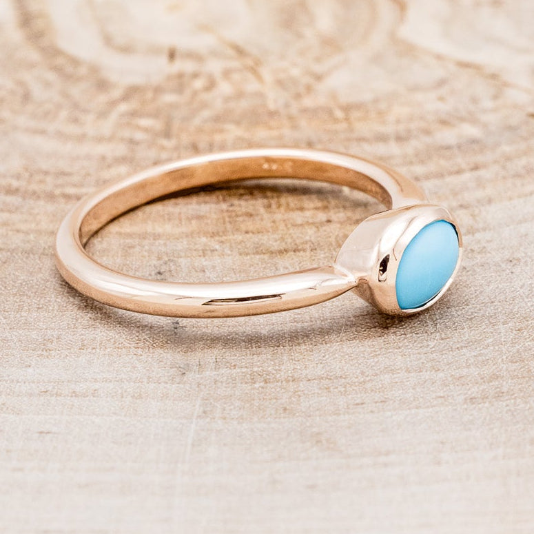 OVAL BLUE BIRD TURQUOISE ENGAGEMENT RING-2