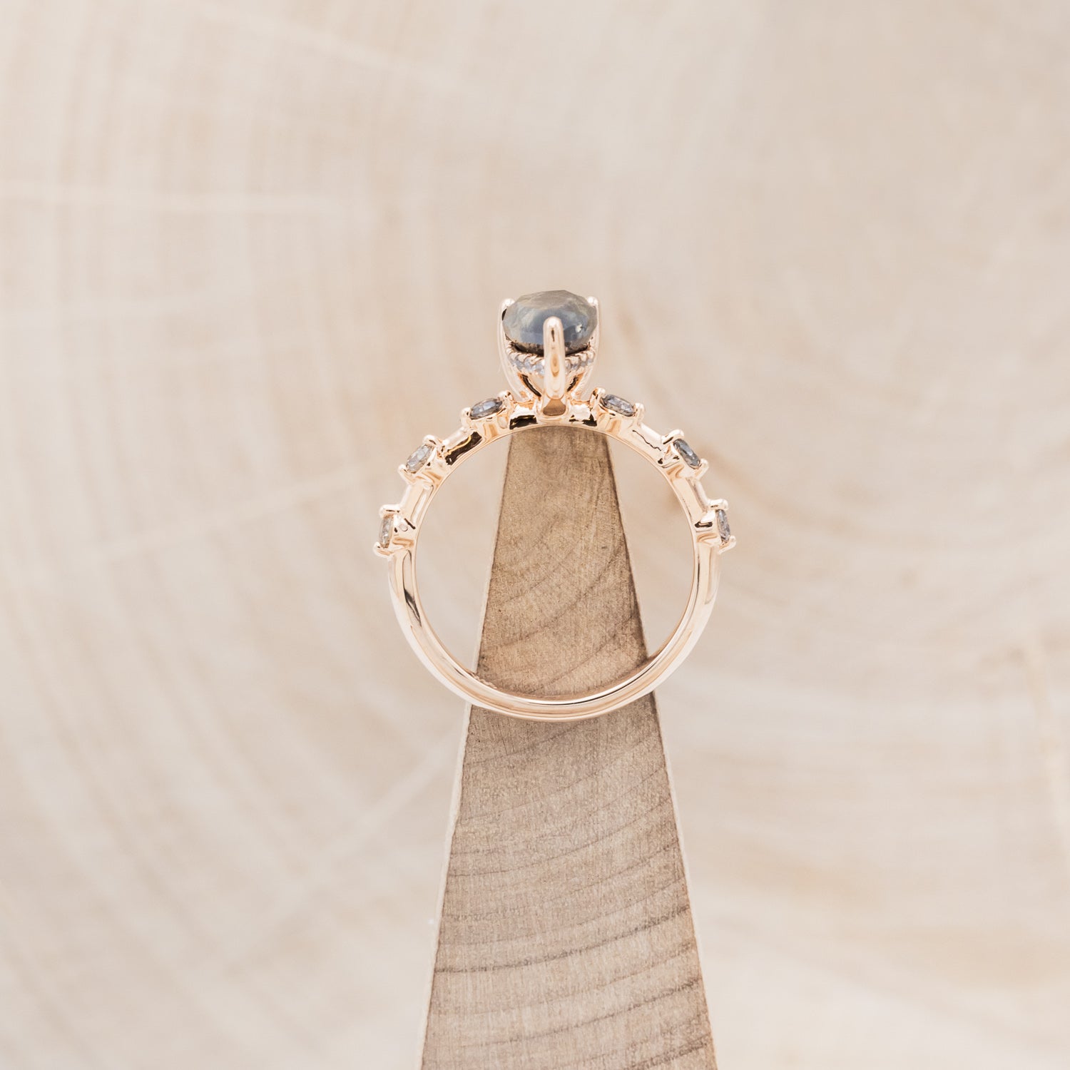 "LORELIE" - PEAR DOUBLE CUT SALT & PEPPER DIAMOND ENGAGEMENT RING WITH SALT & PEPPER DIAMOND ACCENTS & HIDDEN DIAMOND HALO-6