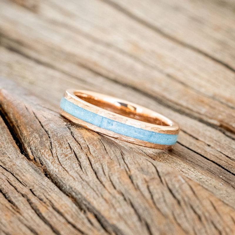 "PERENNA" - TURQUOISE STACKING BAND WITH HAMMERED FINISH