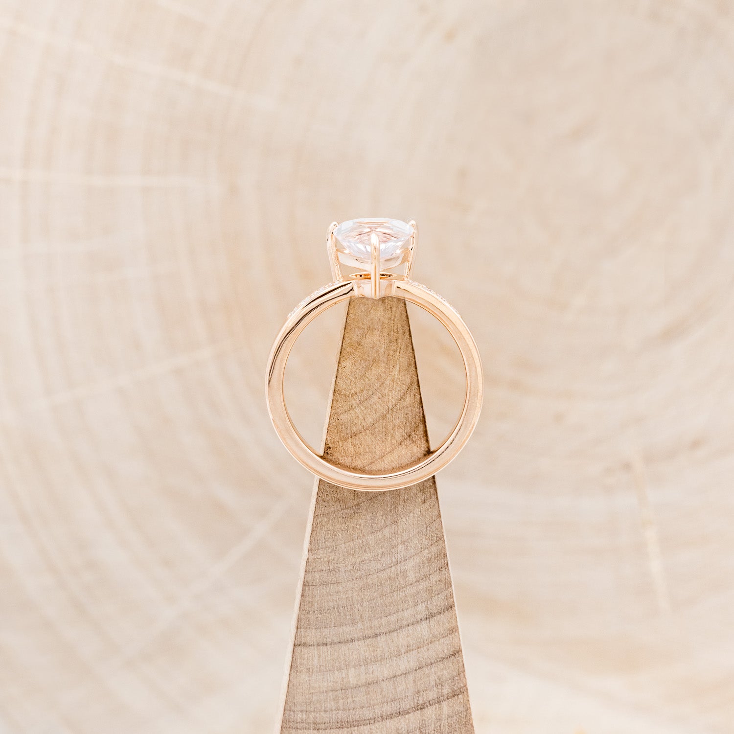 "PIPER" - TRILLION CUT ROSE QUARTZ ENGAGEMENT RING WITH DIAMOND ACCENTS-6