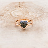 "PIPER" - TRILLION CUT MOSS AGATE ENGAGEMENT RING WITH DIAMOND ACCENTS & TRACER