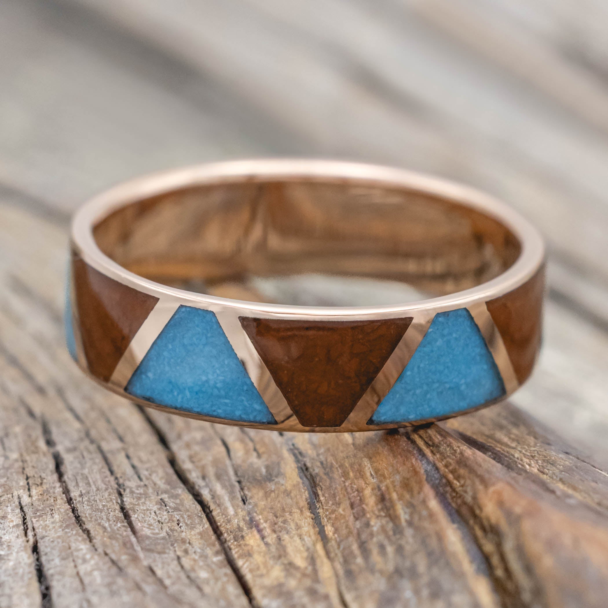 "POWELL" - TERRACOTTA & TURQUOISE WEDDING BAND-Staghead Designs