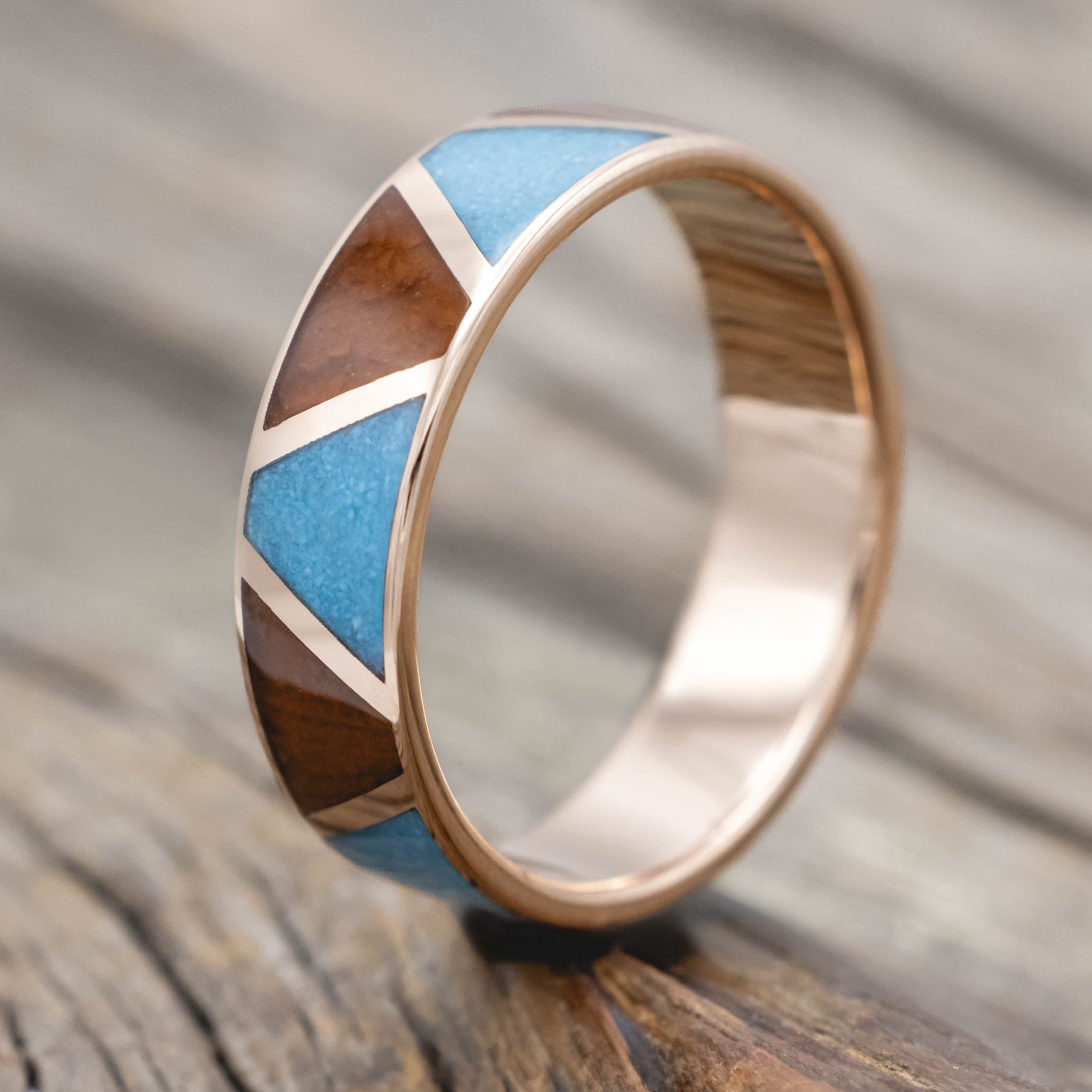 "POWELL" - TERRACOTTA & TURQUOISE WEDDING BAND-Staghead Designs