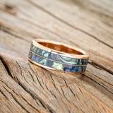 "RAINIER" - PAUA SHELL & GUITAR STRING WEDDING BAND-2