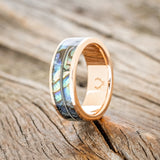 "RAINIER" - PAUA SHELL & GUITAR STRING WEDDING BAND-1