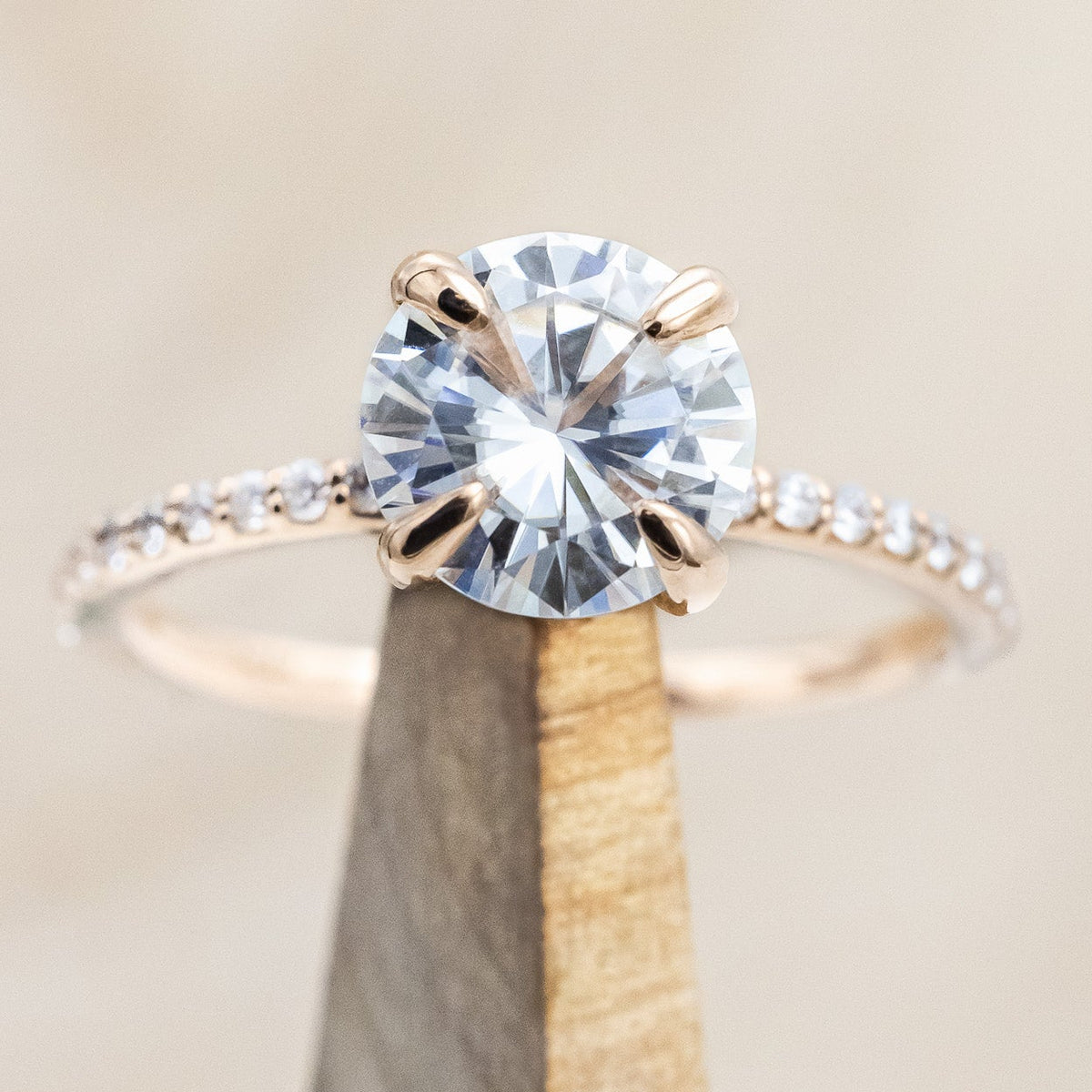 "RAMONA" - (2ct) 4 PRONG ROUND CUT MOISSANITE ENGAGEMENT RING WITH DIAMOND ACCENTS-1