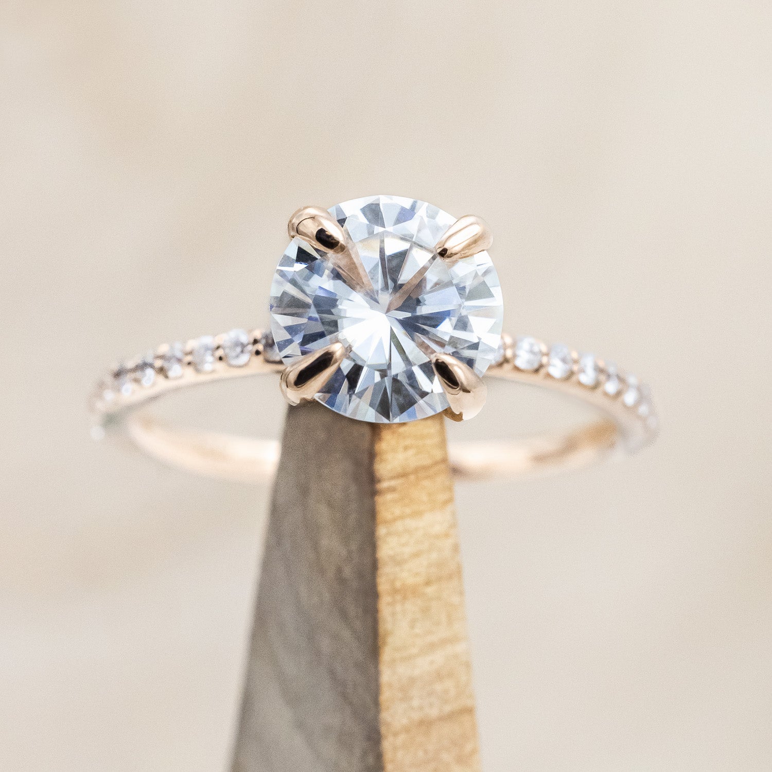 "RAMONA" - (2ct) 4 PRONG ROUND CUT MOISSANITE ENGAGEMENT RING WITH DIAMOND ACCENTS-1