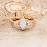 "RAYA" - MARQUISE OPAL ENGAGEMENT RING WITH DIAMOND ACCENTS & FIRE & ICE OPAL INLAY RING GUARD-28