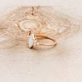 "RAYA" - MARQUISE OPAL ENGAGEMENT RING WITH DIAMOND ACCENTS & FIRE & ICE OPAL INLAY RING GUARD