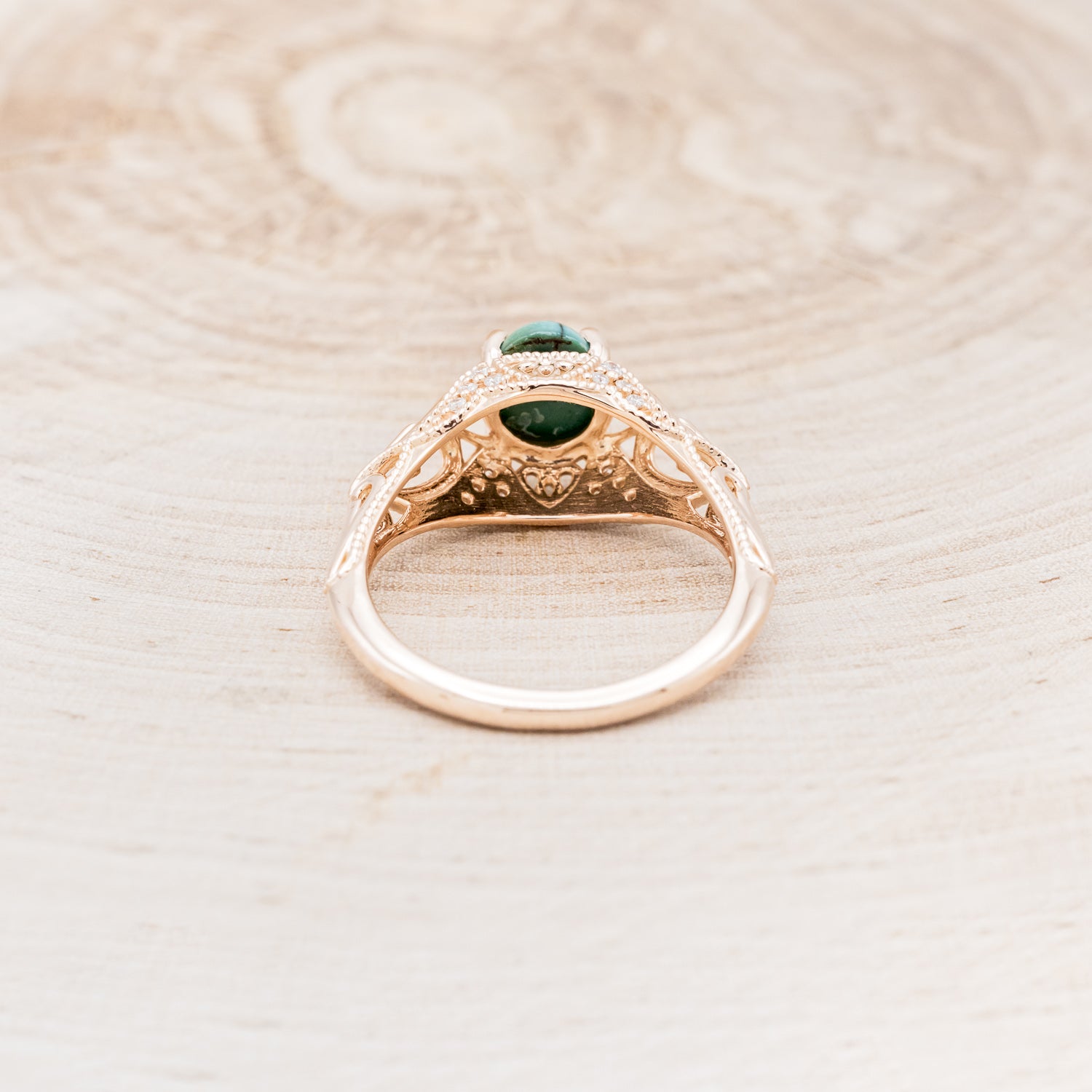 "RELICA" - OVAL TURQUOISE ENGAGEMENT RING WITH DIAMOND ACCENTS-5