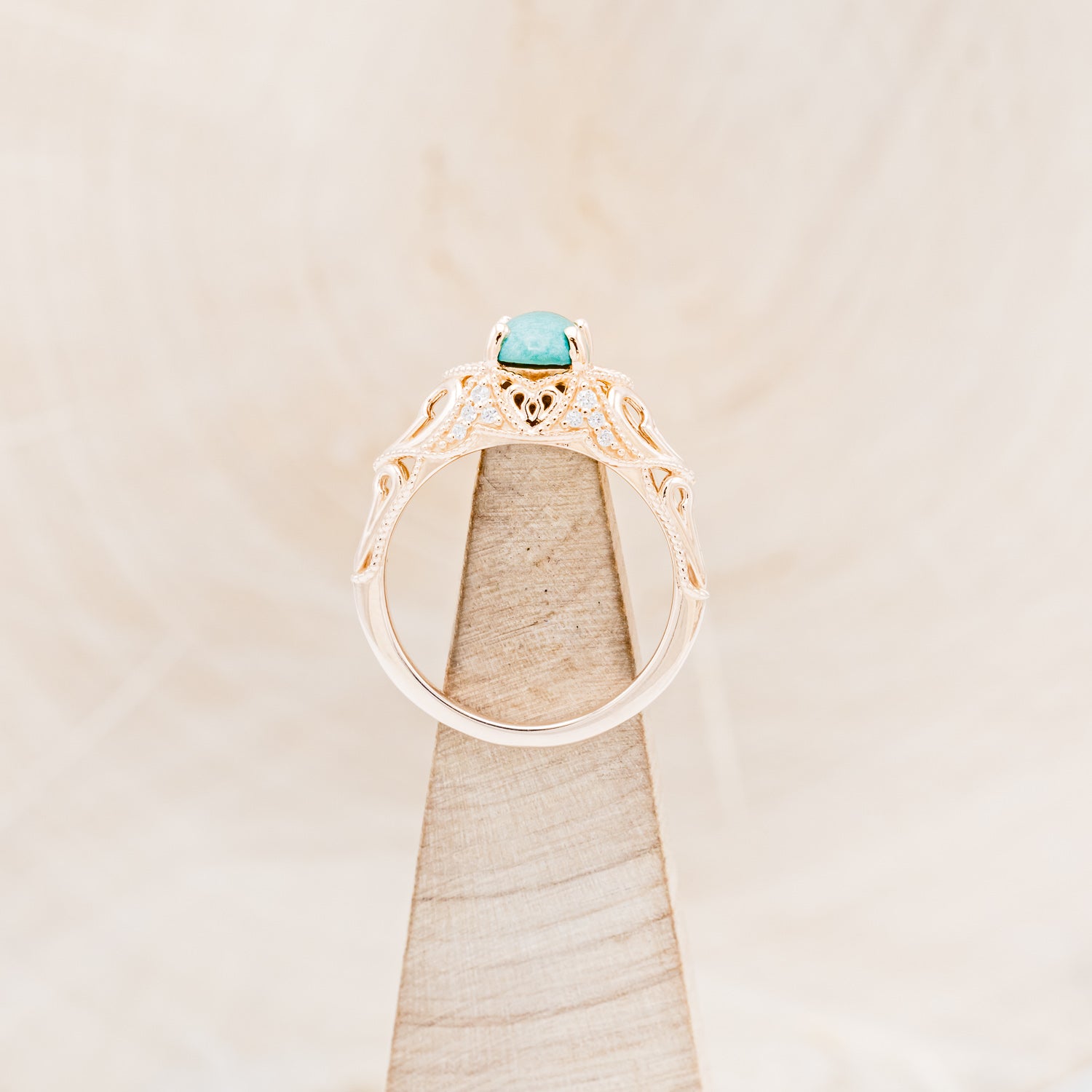 "RELICA" - OVAL TURQUOISE ENGAGEMENT RING WITH DIAMOND ACCENTS-6