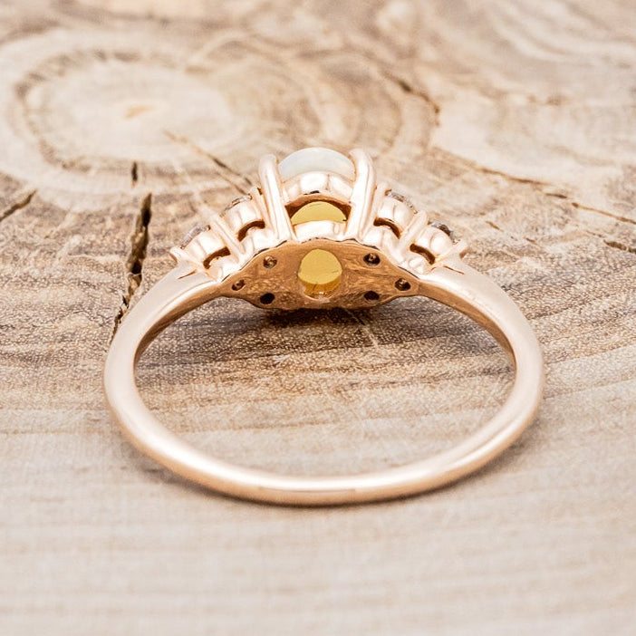 "RHEA" - OVAL WHITE OPAL ENGAGEMENT RING WITH DIAMOND ACCENTS-5