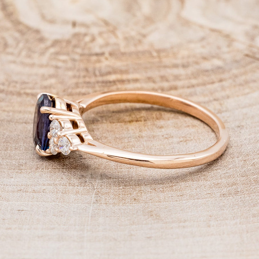 "RHEA" - OVAL LAB-GROWN ALEXANDRITE ENGAGEMENT RING WITH DIAMOND ACCENTS-10