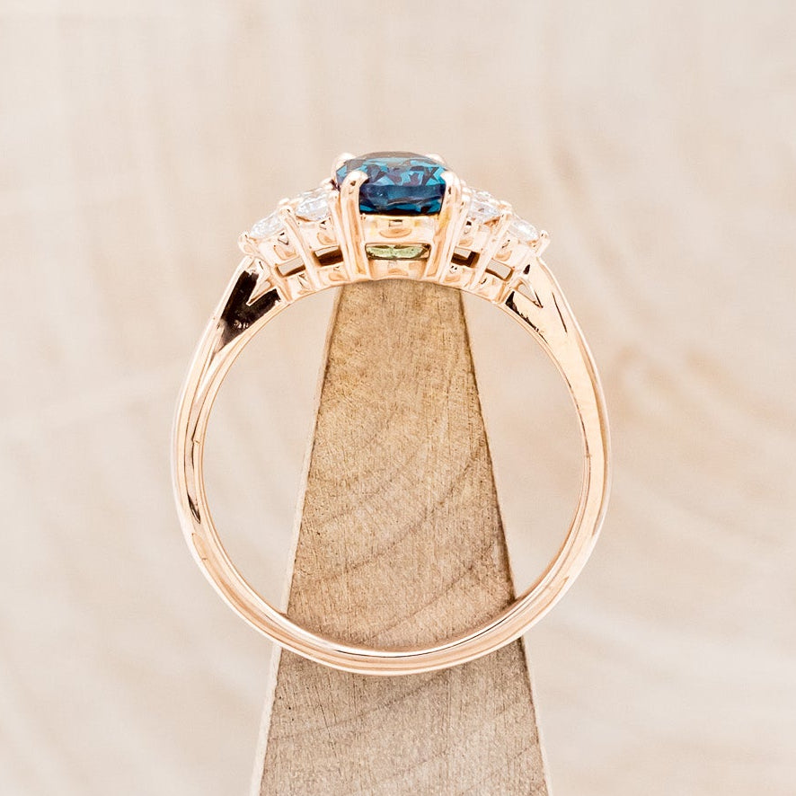 "RHEA" - OVAL LAB-GROWN ALEXANDRITE ENGAGEMENT RING WITH DIAMOND ACCENTS-13