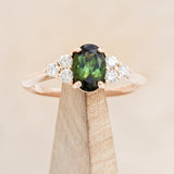 "RHEA" - OVAL GREEN TOURMALINE ENGAGEMENT RING WITH DIAMOND ACCENTS-1