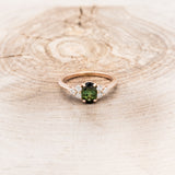 "RHEA" - OVAL GREEN TOURMALINE ENGAGEMENT RING WITH DIAMOND ACCENTS-4